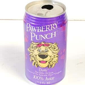 VTG Delta Airlines Pawberry Punch Juice Can 1989 / 1990 Dusty Lion Campbell